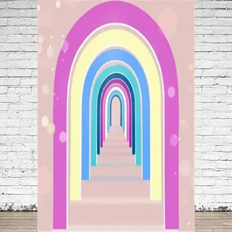 

Блестящая Радужная Арка для фотосъемки, настенное украшение для дня рождения, детский фон для детского душа, плакат, арочные чехлы, баннер