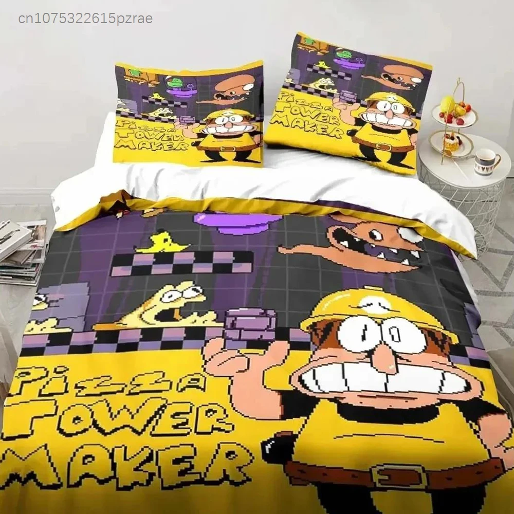 Pizza Tower Classic Pixel Style Game Bedding Set Bedroom Soft Modern Bedspreads Comefortable Duvet Cover Quilt Cover Pillowcase