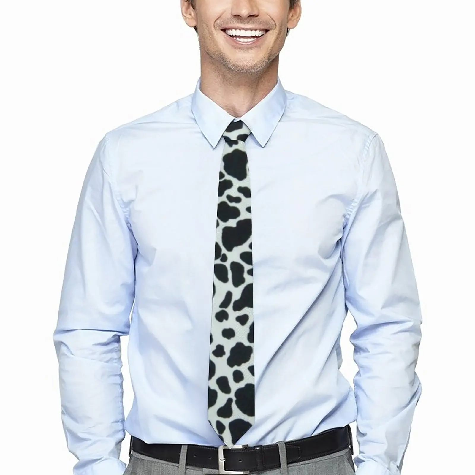 Corbata con estampado de vaca para hombre, corbatas de cuello de boda con puntos negros, corbata de cuello estampada, corbata de moda fresca, Idea