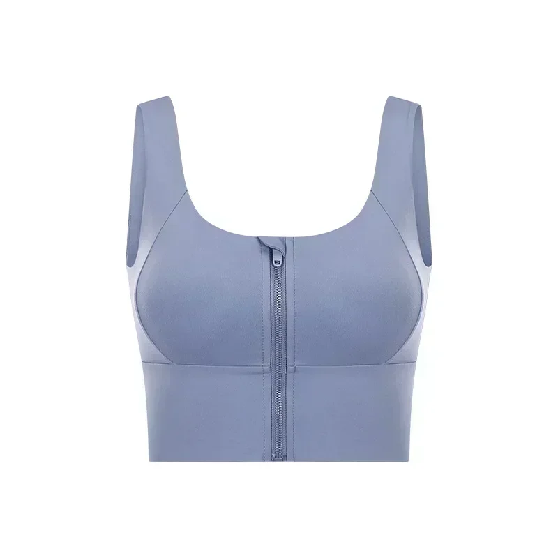 Lemon Women Sports Bra with Chest Pad Shock-proof Running Fitness Training Front Zipper Underwear Fitness Yoga Wear Sports Vest