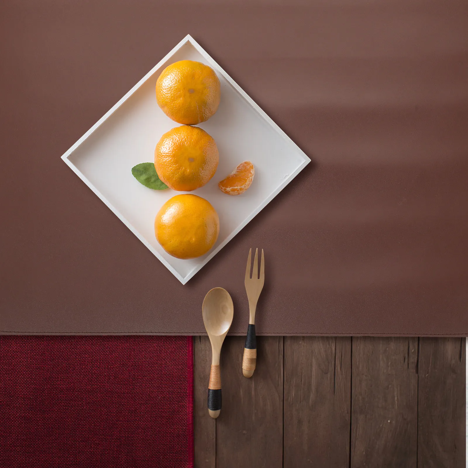Rectangular Picnic Place Mat Waterproof Oil Proof PU Placemat Heat Resistant Dining Table Mat Home Restaurant Table Decoration