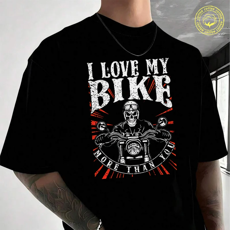 

Men's Moto T-Shirt I Love My Bike Design Fashion Casual Street Style Suitable For Travel And Sports Tee