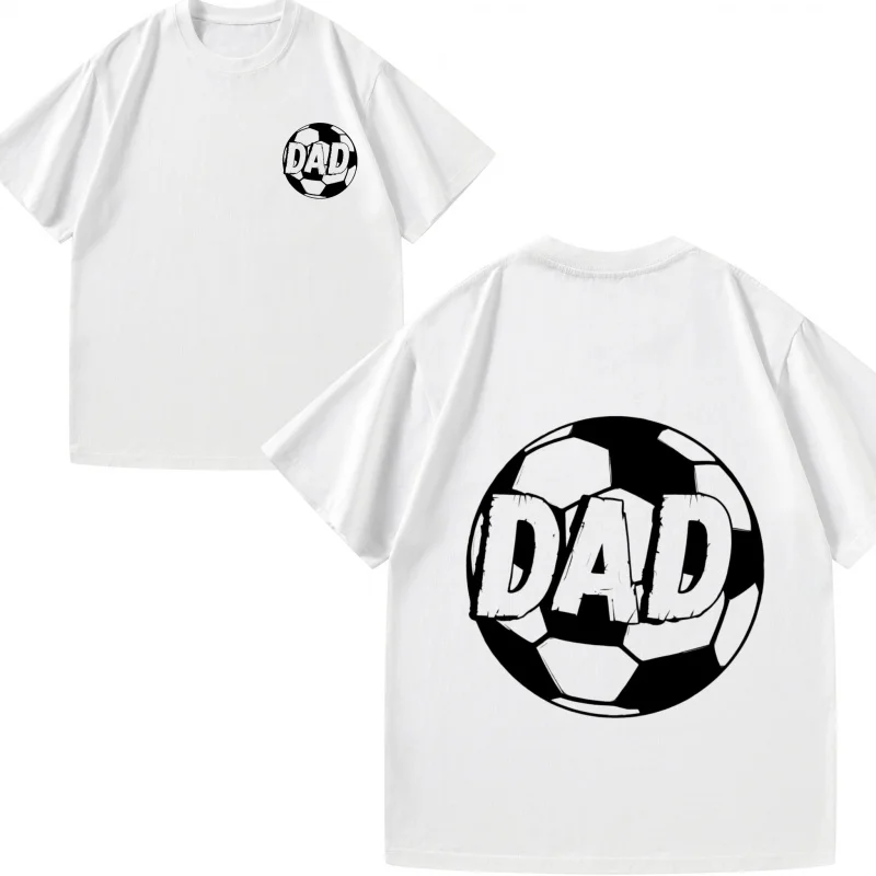 تي شيرت رجالي أسود لكرة القدم مطبوع عليه كرة القدم ملابس رياضية كاجوال كهدية لعيد الأب