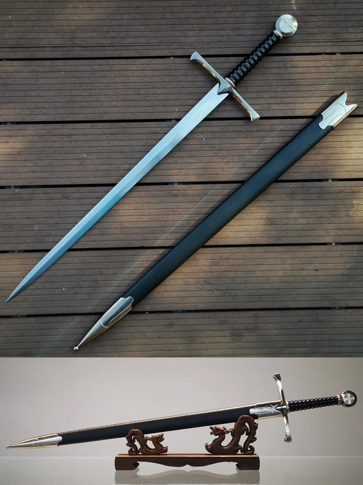 The Crusaders Swords Stainless Steel Blade Real Metal Medieval Sword Full Size Cosplay Props Decoration Weapon