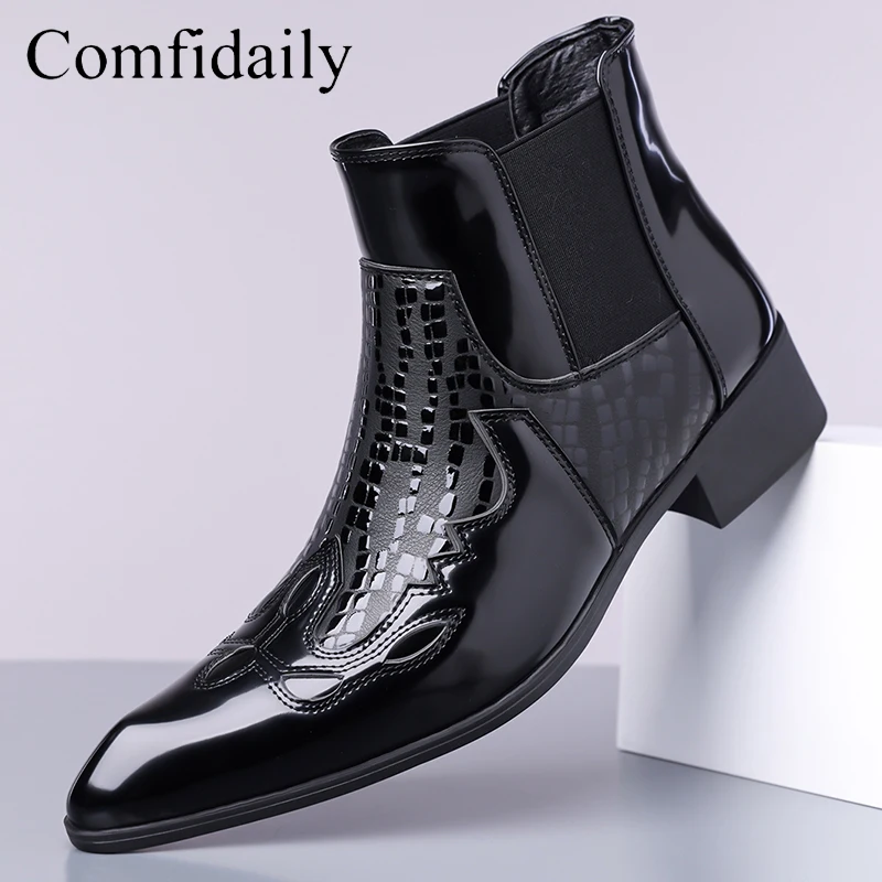 Men's Chelsea Boots British Style Fashion Trend Comfortable Anti-slip Leather Boots Personalized Style-MC181