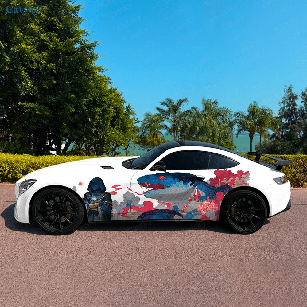 

Horror Cloak Man Snakes Car Side Sticker Decor, PVC Waterproof Scratch Resistant Decal, Car Protection, Auto Accessories Gift