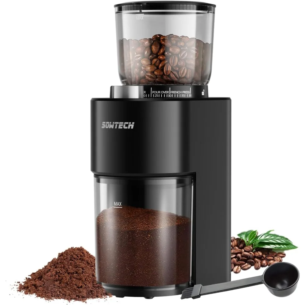 

SOWTECH Conical Burr Coffee Grinder, Adjustable Burr Mill with 38 Precise Grind Setting, precision timer, for Espresso/Drip/Pour