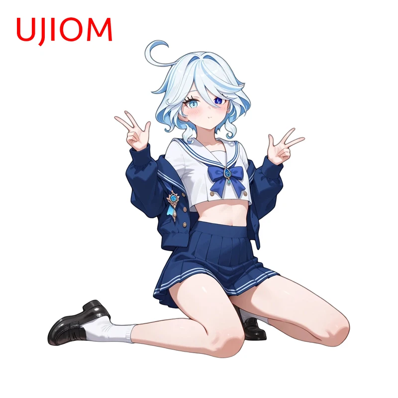 EARLFAMILY Kawaii Furina Genshin Impact Car Decals Funny Sailor Suit Girl Toolbox Decoration Fashionable Car Occlusion Scratch