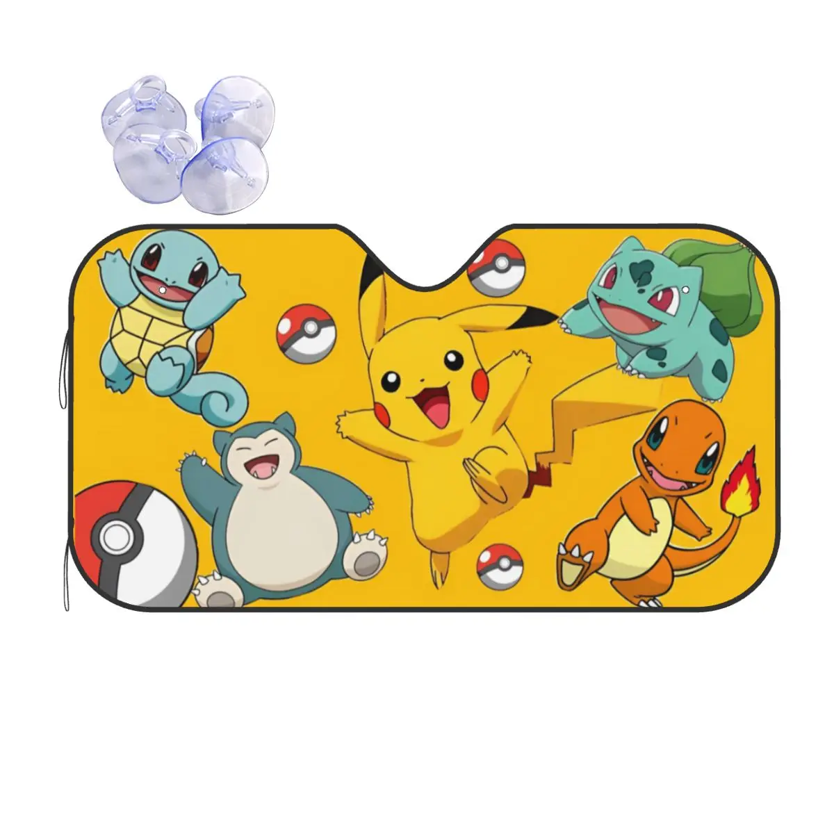 

Pikachus Squirtles Sunshade Windscreen Cute Monster Foldable Car Front Windshield 76x140cm Sun Visor Ice Shield Dust Protection