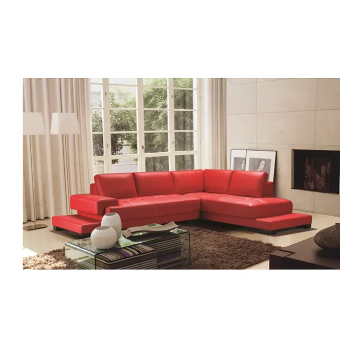 

Italian style good quality red genuine leather sectional sofa