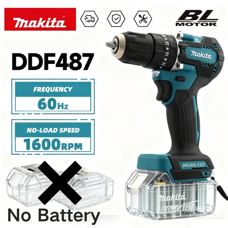 

Makita DDF487 10 мм Бесщеточная ручная электрическая отвертка 18 В с литиевой батареей и переменной скоростью для бытовой техники