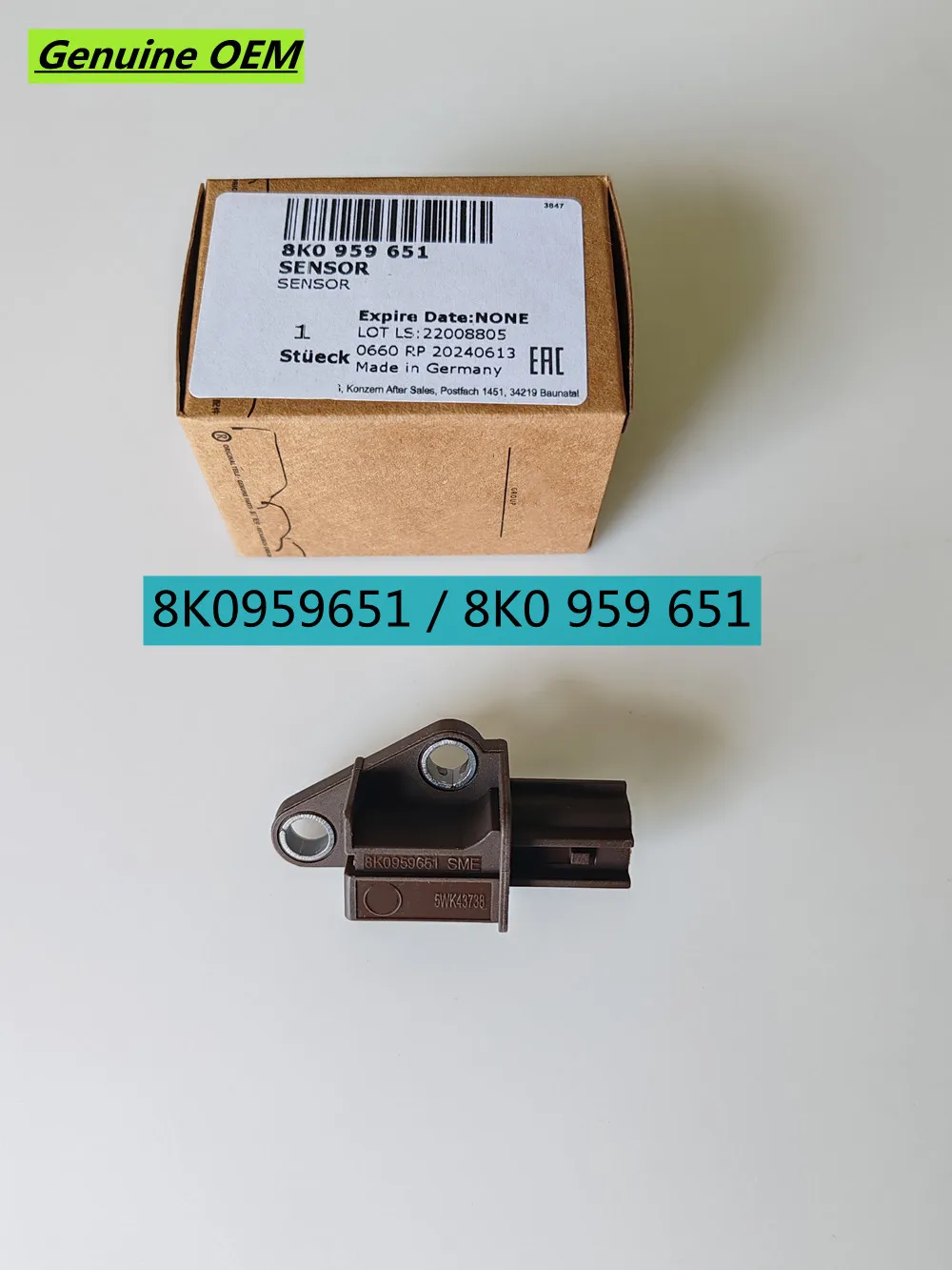 

New Genuine OEM Front Impact Crash Sensor 4L0959651 for AUDI A6 Q7 A8 4L A6 C6 S6 RS6 2005-2011 Crashsensor OEM 8K0959651