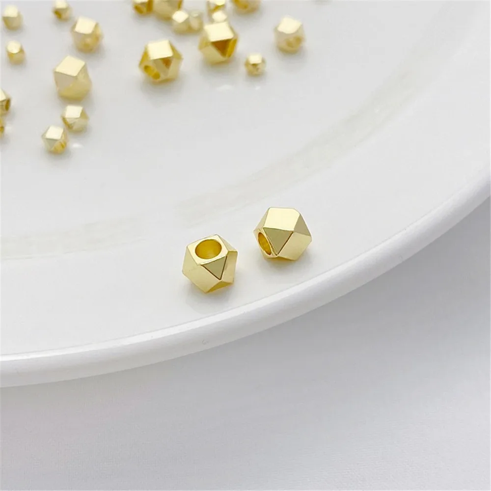 

14K Gold Colored Polygonal Cut Corner Beads, Multi-faceted Scattered Beads, Handmade DIY Bracelet, Necklace, Accessory Materials