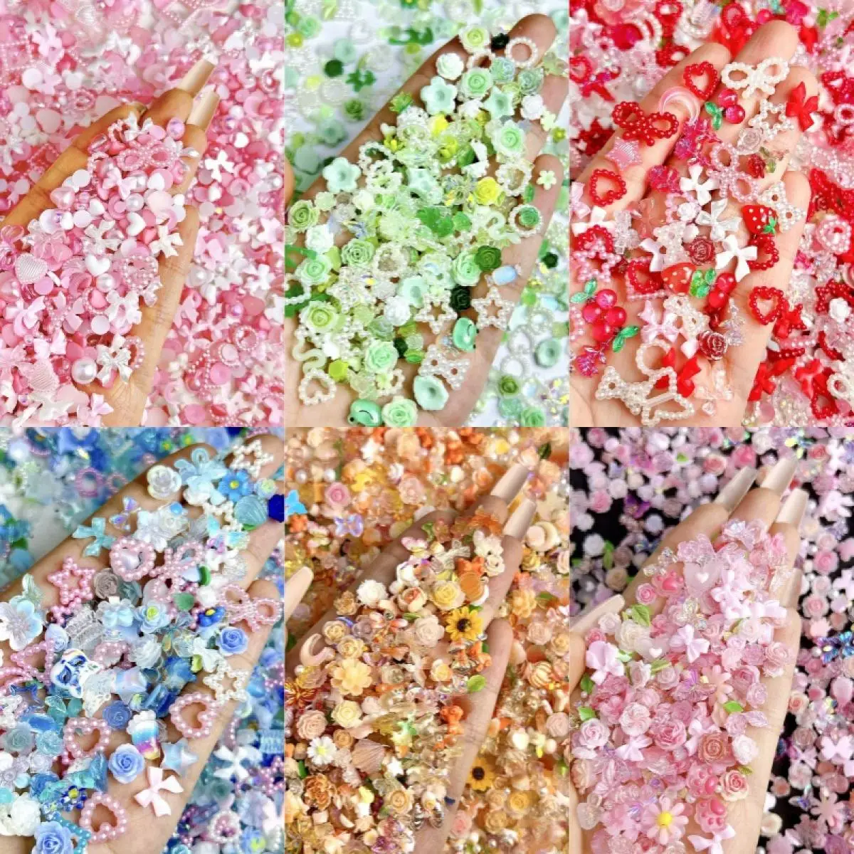 

60 шт., разноцветные подвески для дизайна ногтей с камелией и розой, 3D минималистичный звездный бант, милый медведь, украшения для ногтей из смешанной смолы, принадлежности для ногтей «сделай сам»