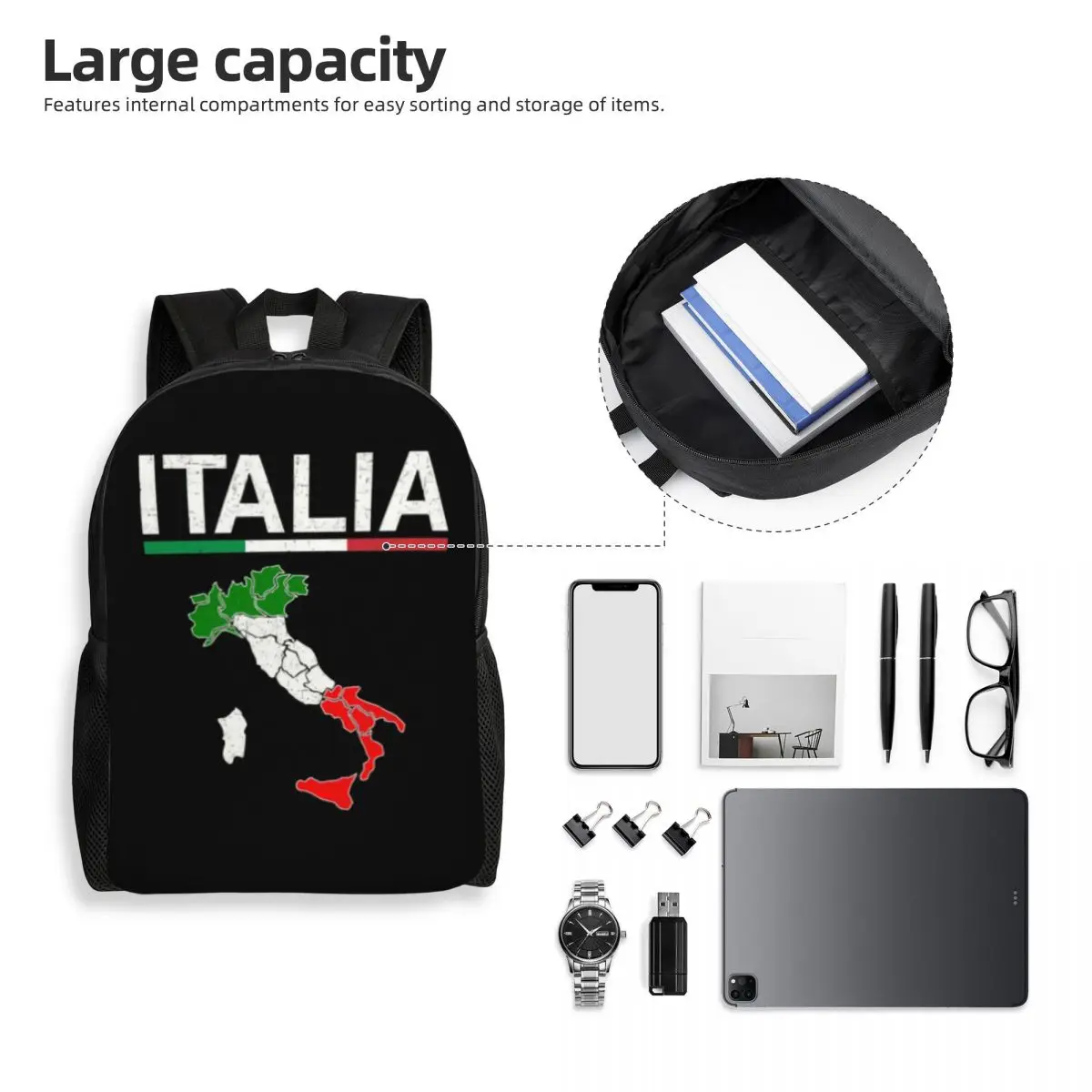 Italien Flagge italienische Karte Laptop Rucksack Frauen Männer Mode Bücher tasche für Schule College-Student patriotischen Stolz Taschen