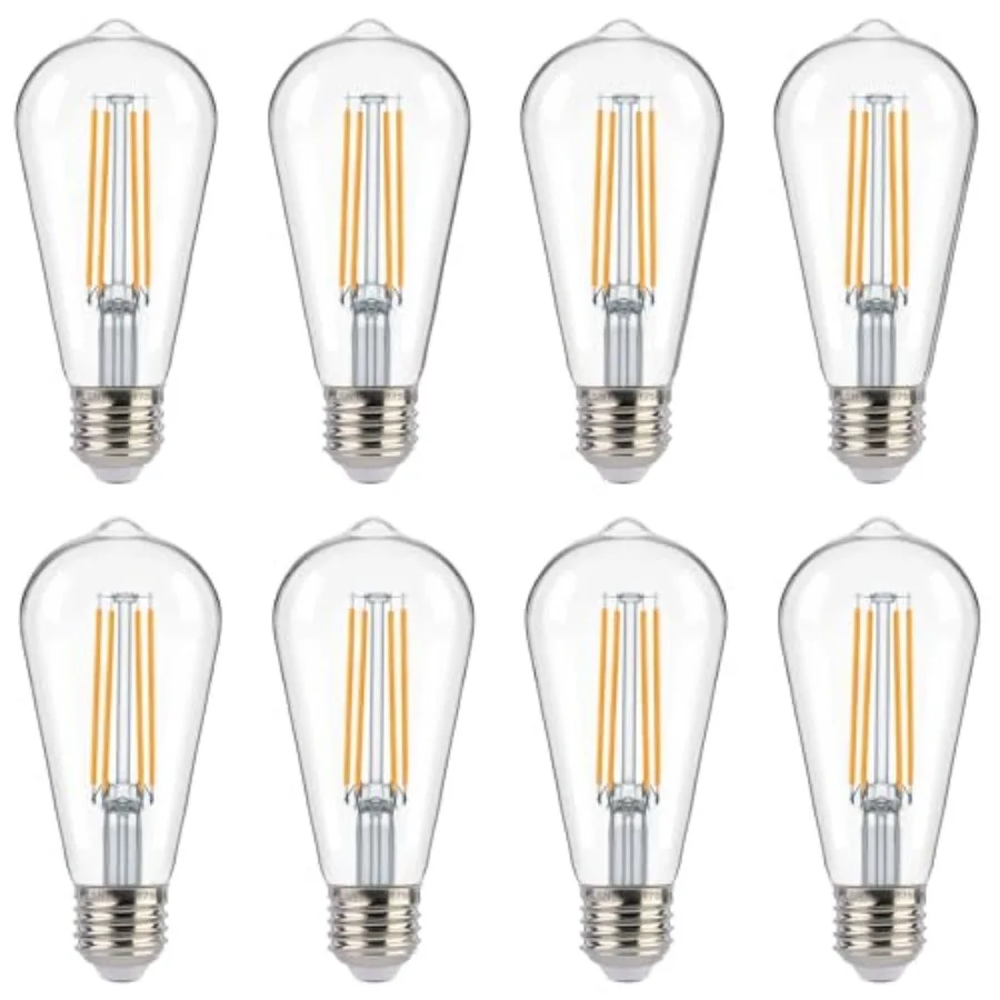 

Dusk to Dawn Outdoor Sensor ST19 LED Light Bulb 8W 100W Eqv. 1400LM Vintage Filament E26 Base Auto On/Off Photocell Automatic f