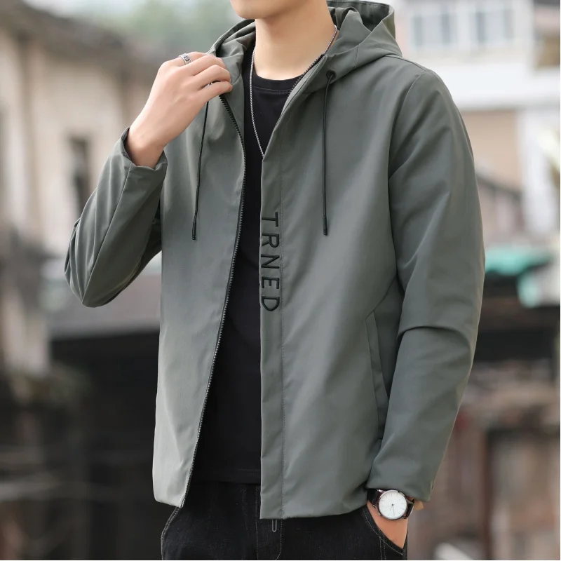 

Spring And Autumn Fashion New Men'S Trendy Solid Color Tops Hooded Casual Quality Slim Handsome Outdoor Sports Jackets M-5xl