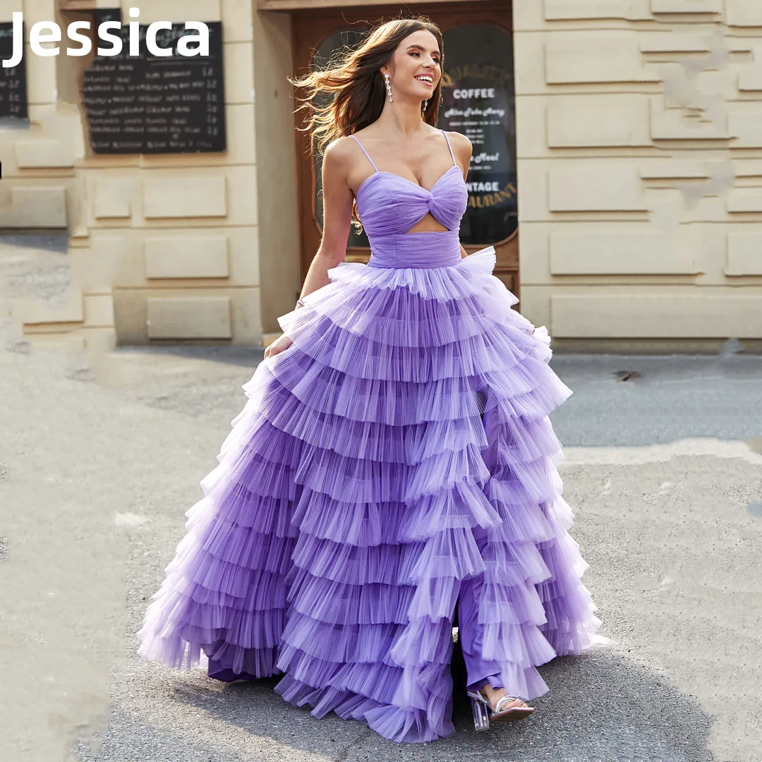 Jessica Lavender Purple Dresses Multiple Layers Of Tulle Prom Dresses Special Occasion Wedding Party Dressese Vestidos De Noche