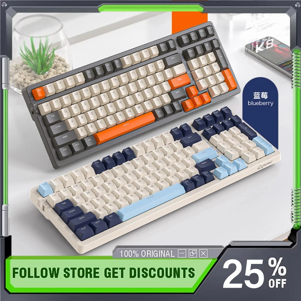 

Беспроводная механическая клавиатура Freewolf K8 с Bluetooth, тремя режимами, возможностью горячей замены переключателей, конструкцией Gasket и возможностью индивидуальной настройки для киберспорта