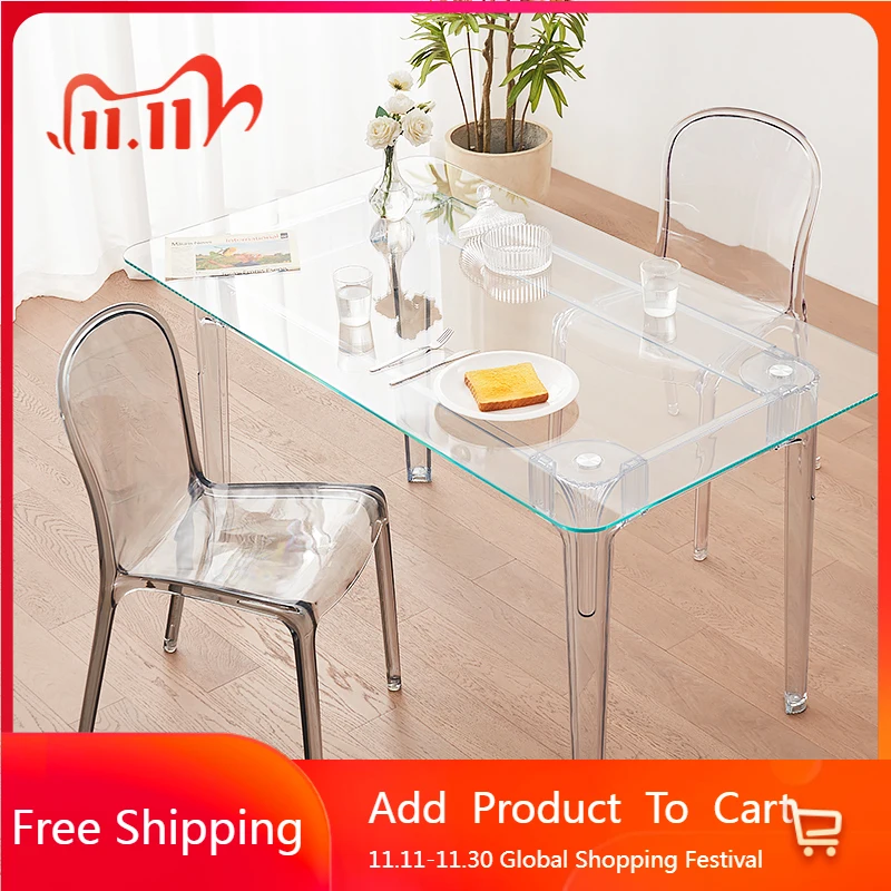 Sillas de comedor con trono transparente, Sillas de comedor modernas de diseño nórdico de lujo, Sillas cómodas con acento, muebles de salón