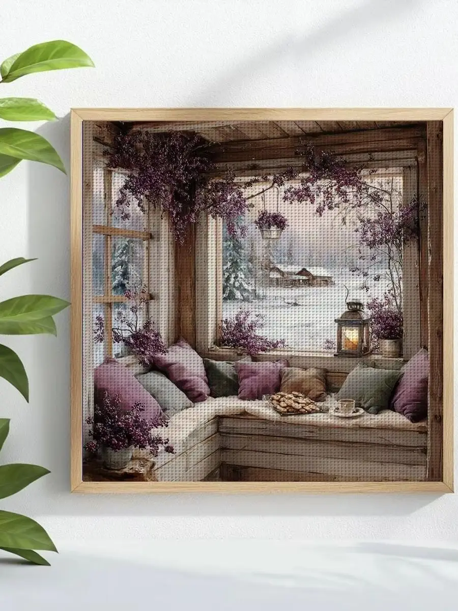 1 Stück 30x30 cm/11,8 Zoll Herbsttag Gestempeltes Kreuzstich-Set DIY-Kit 11/14/16CT DIY-Stickset DIY-Kreuzstich-Set – Detail 1