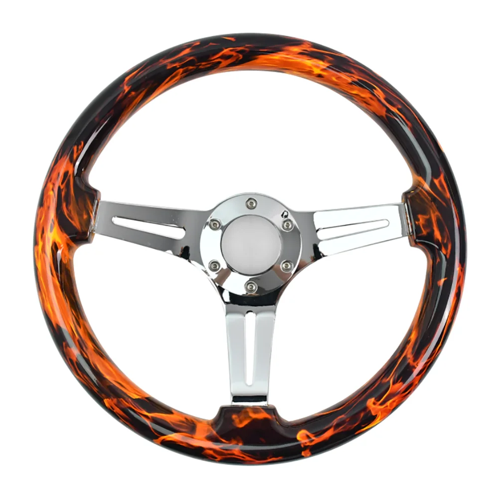 

Classic Style 345Mm Steering Wheel Orange Brown Vintage Wooden Racing Steering Wheel With 40mm Deep Flat Bracket