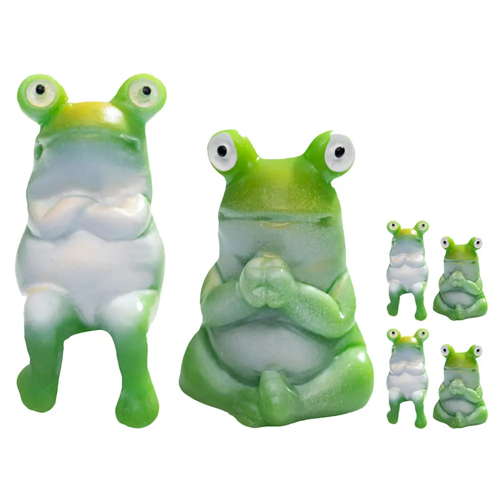 

12 Pcs Micro Landscape Frog Animal Cute Figurines Statuette Resin Diy Terrarium Crafts