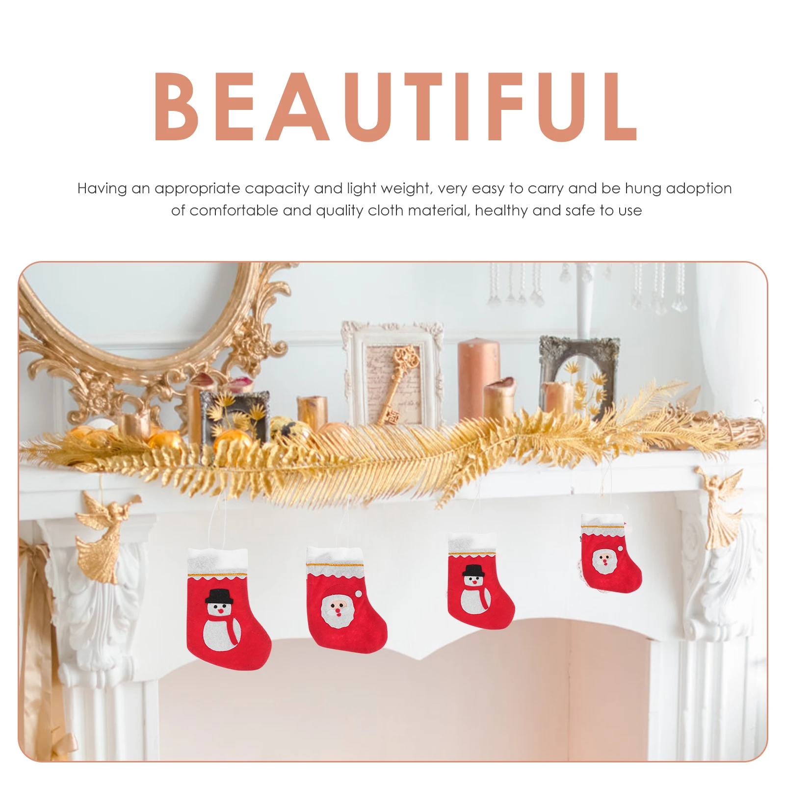 

24pcs Christmas Sock Hanging Decor Lightweight Cloth Candy Holder For Kids Gift Party Supplies Xmas Tree Pendant Fireplace