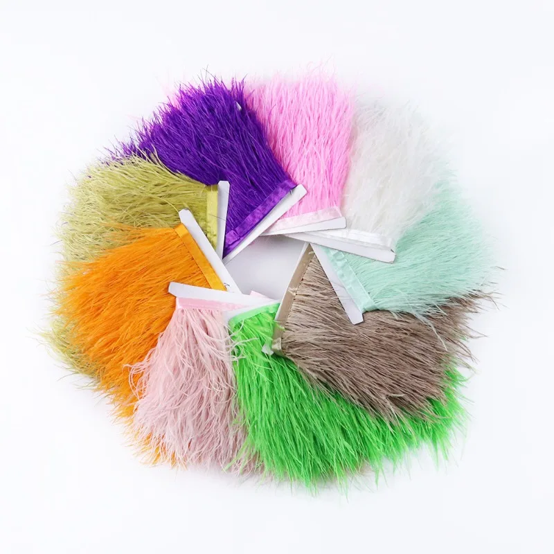 Ostrich hair cloth edge thick density 6-8cm feather DIY feather material lace manufacturer spot