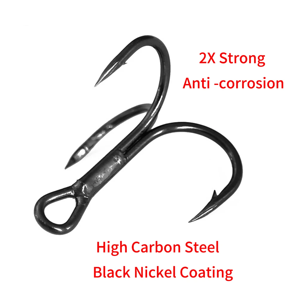 Lionriver High Carbon Steel Cutting Point Treble Hooks 2X Strong Triple Spare Hooks Fishing Jig Lure Spinner Bait Assist Hooks