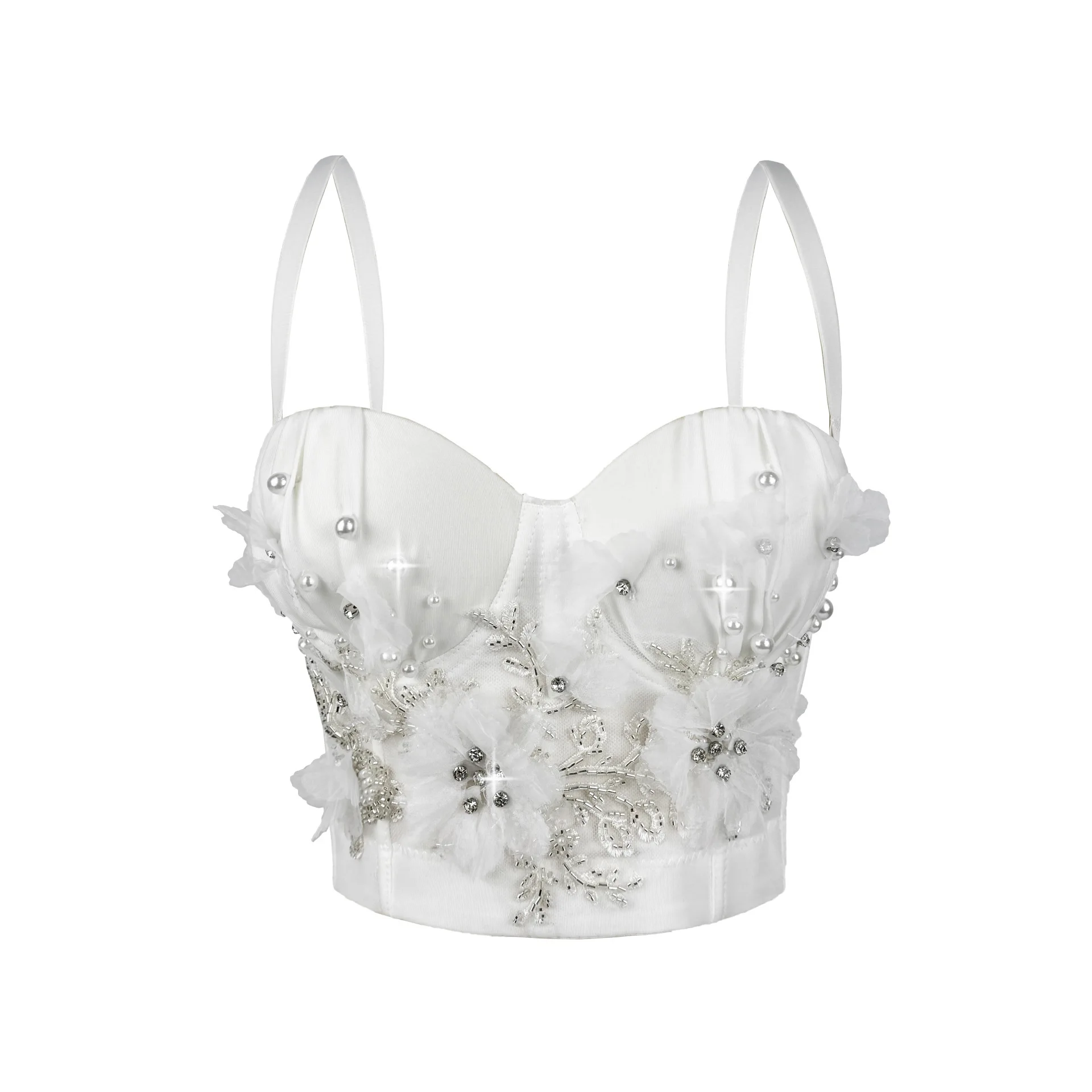 جديد اليدوية مطرز زهرة هيكل السمكة الصدرية المألوف الرجعية اللؤلؤ هيكل السمكة أعلى الخارجي حبال سترة النساء قمم #4