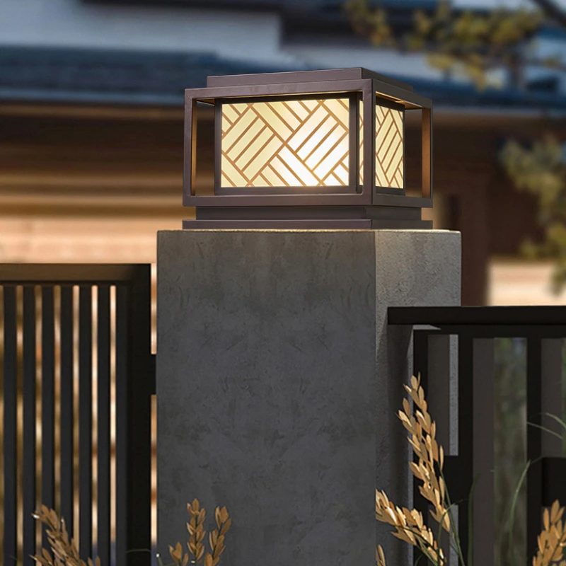 Solar Energy Explosive Column Light New Chinese Style Villa Courtyard Gate Outdoor Wall Fence Outdoor Waterproof Column Light