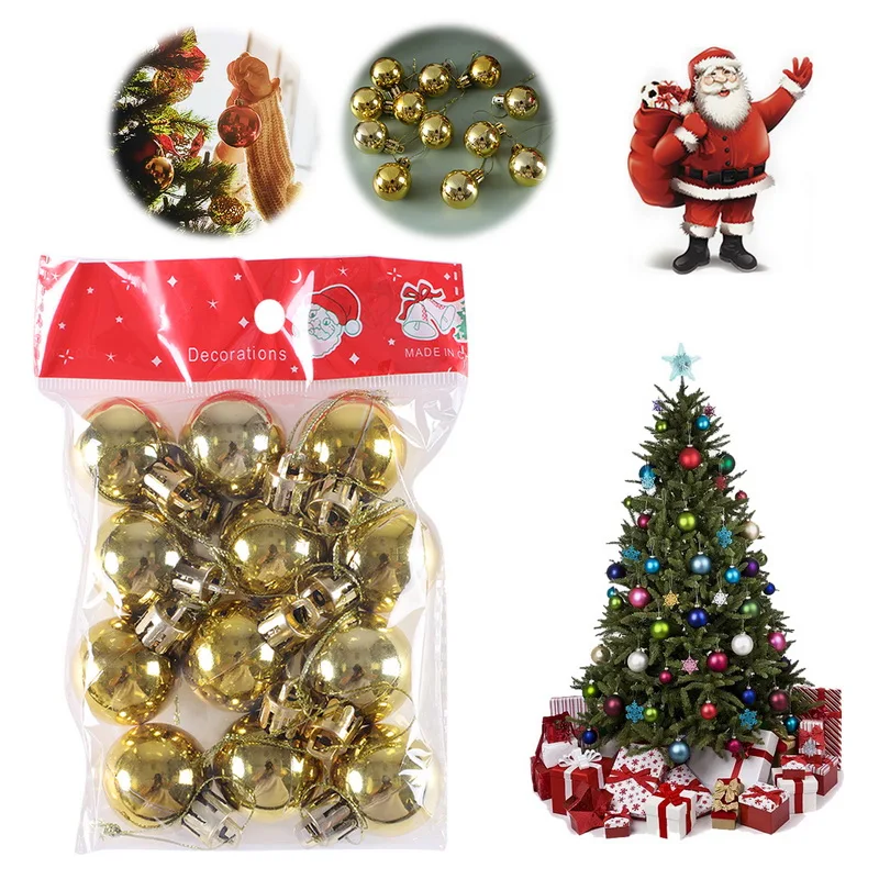 12pcs 3cm Christmas Ball Christmas Tree Ornament Hanging Pendant Glitter Baubles Balls Home Christmas Decoration New Year Gift