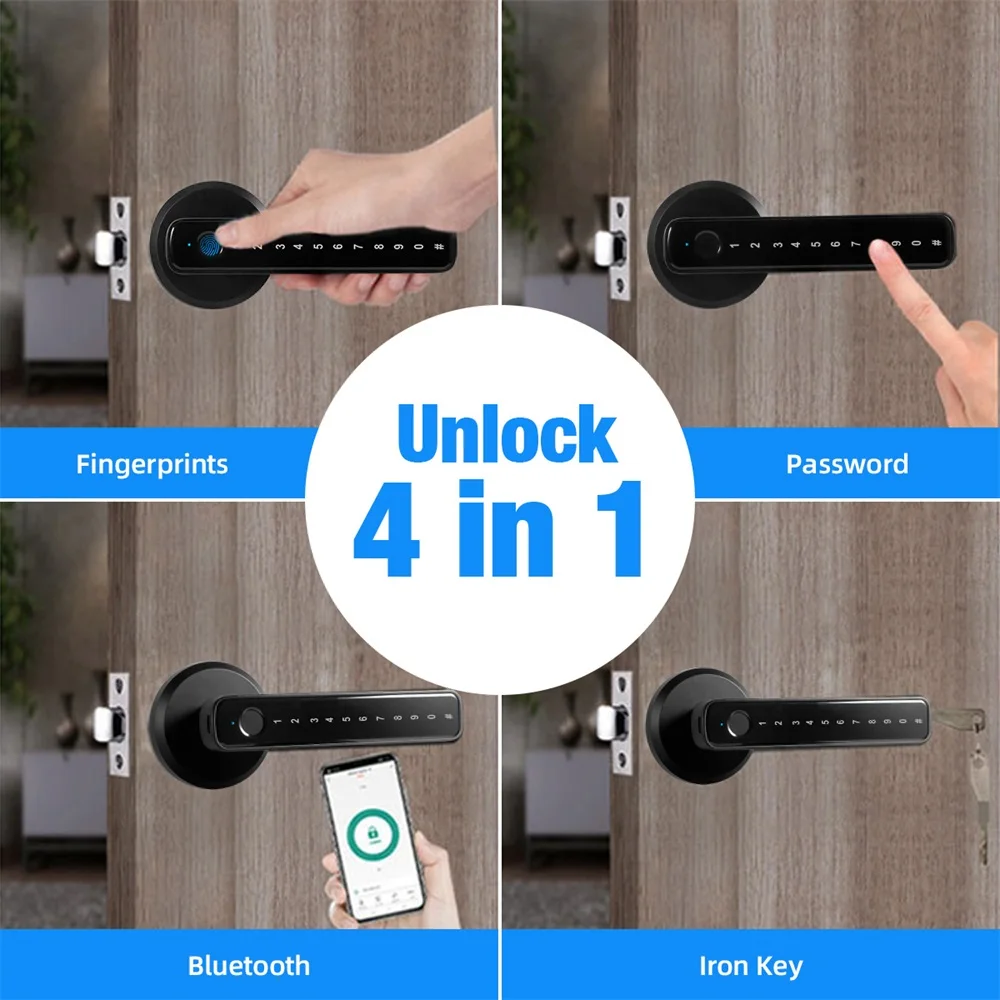 KERUI Tuya Smart Fingerprint Door Lock Electronic Door Lock with Fingerprint/Password/Key/Bluetooth/Tuya APP Unlock