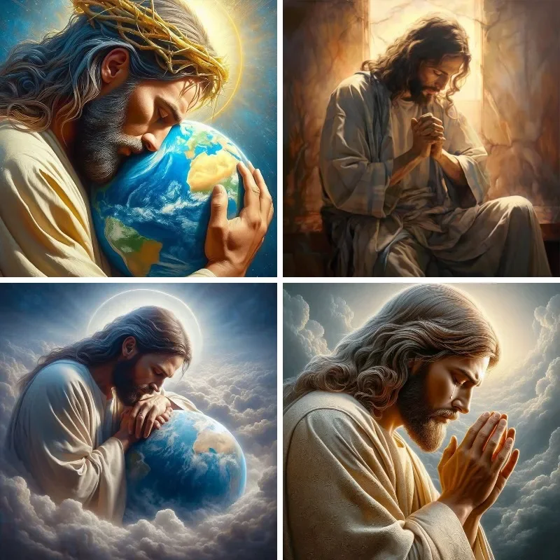 Diamond Painting Jesus and Earth ,Cross Stitch Sale 5D Diamond Embroidery, Full Square Drill, Rhinestone ,Handmade Hobby Art