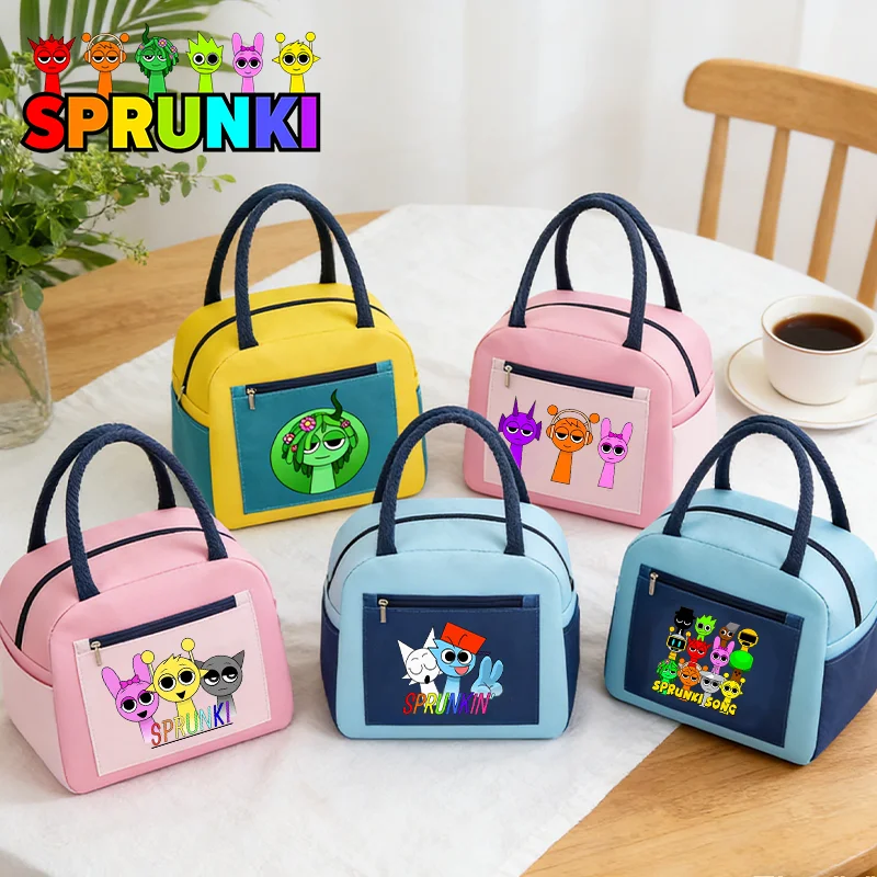 

Sprunkis Lunch Bag Thermal Cooler Bags Game Printed Large Capacity Insulated Box School Portable Picnic Tote Pouch Women Gifts