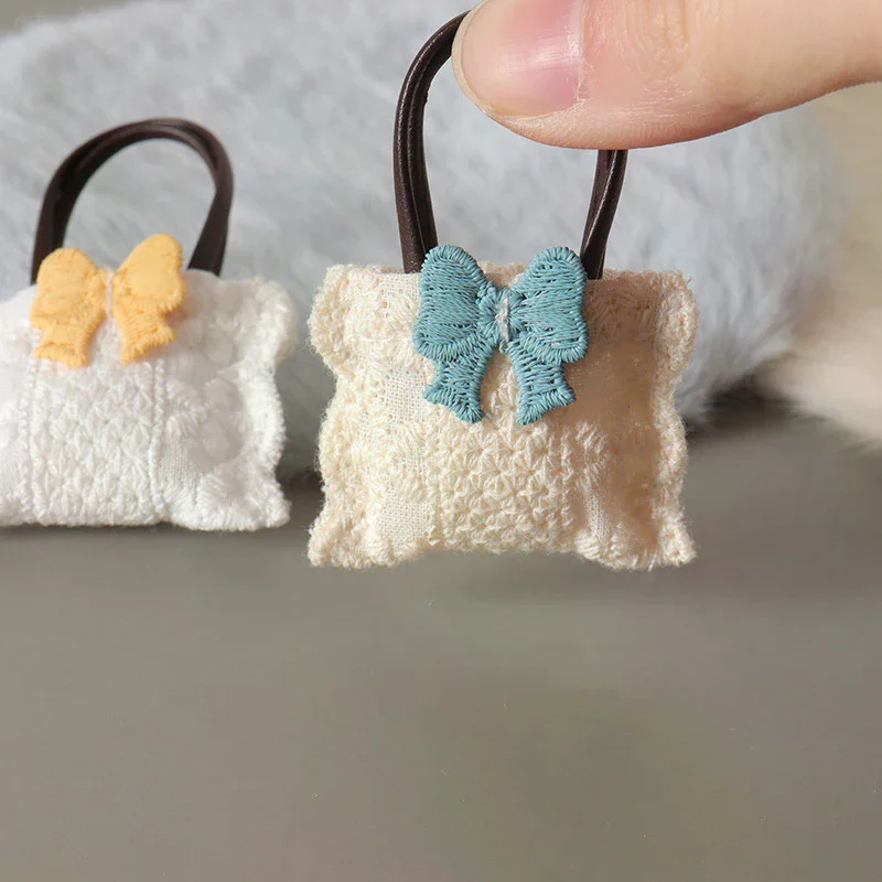 1Pcs DIY Scene Accessories Craft Sewing Goods 1:12 Mini Dollhouse Handbag Model Realistic Bowknot Crossbody Bag Decoration