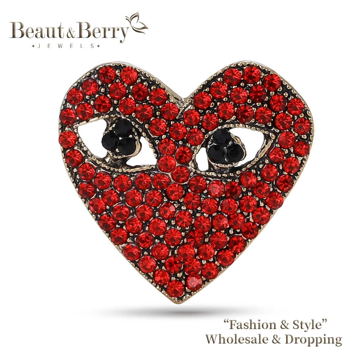 Valentine's Day Luxury Rhinestone Eye Love Brooches for Women Unisex Heart Pins 2-color Available Casual Party Accessories Gifts