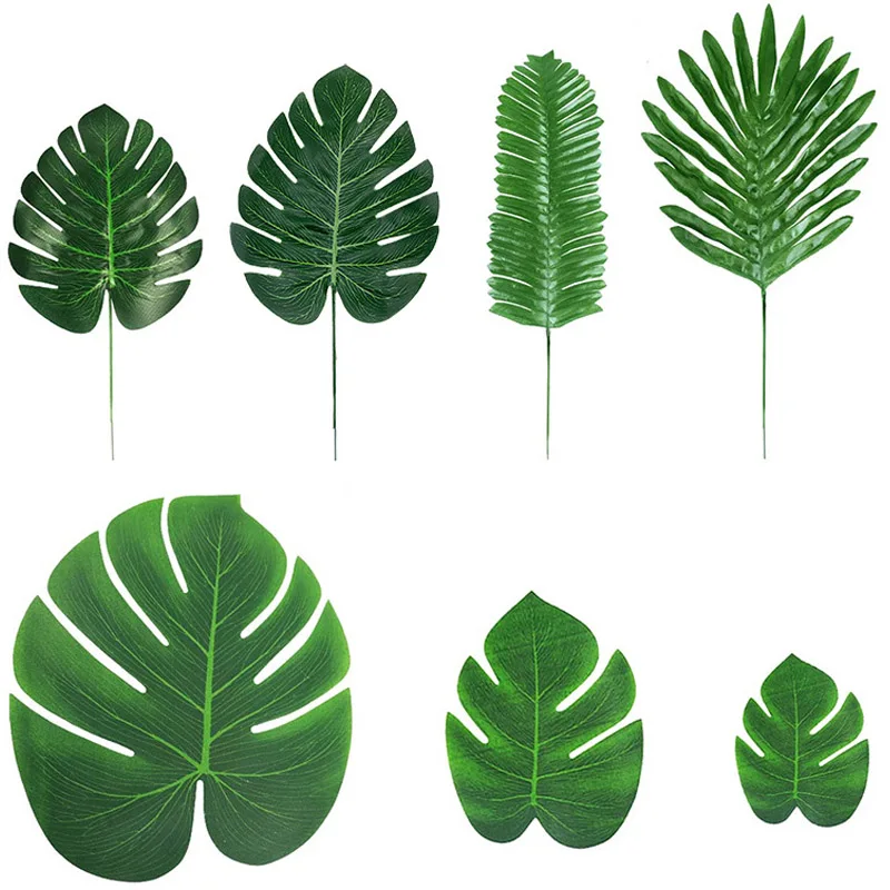 5/10/20 قطعة أوراق النخيل الاصطناعية الخضراء الاستوائية الحرير الاصطناعي أوراق السلحفاة للمنزل هاواي لوا شاطئ حفل زفاف ديكور