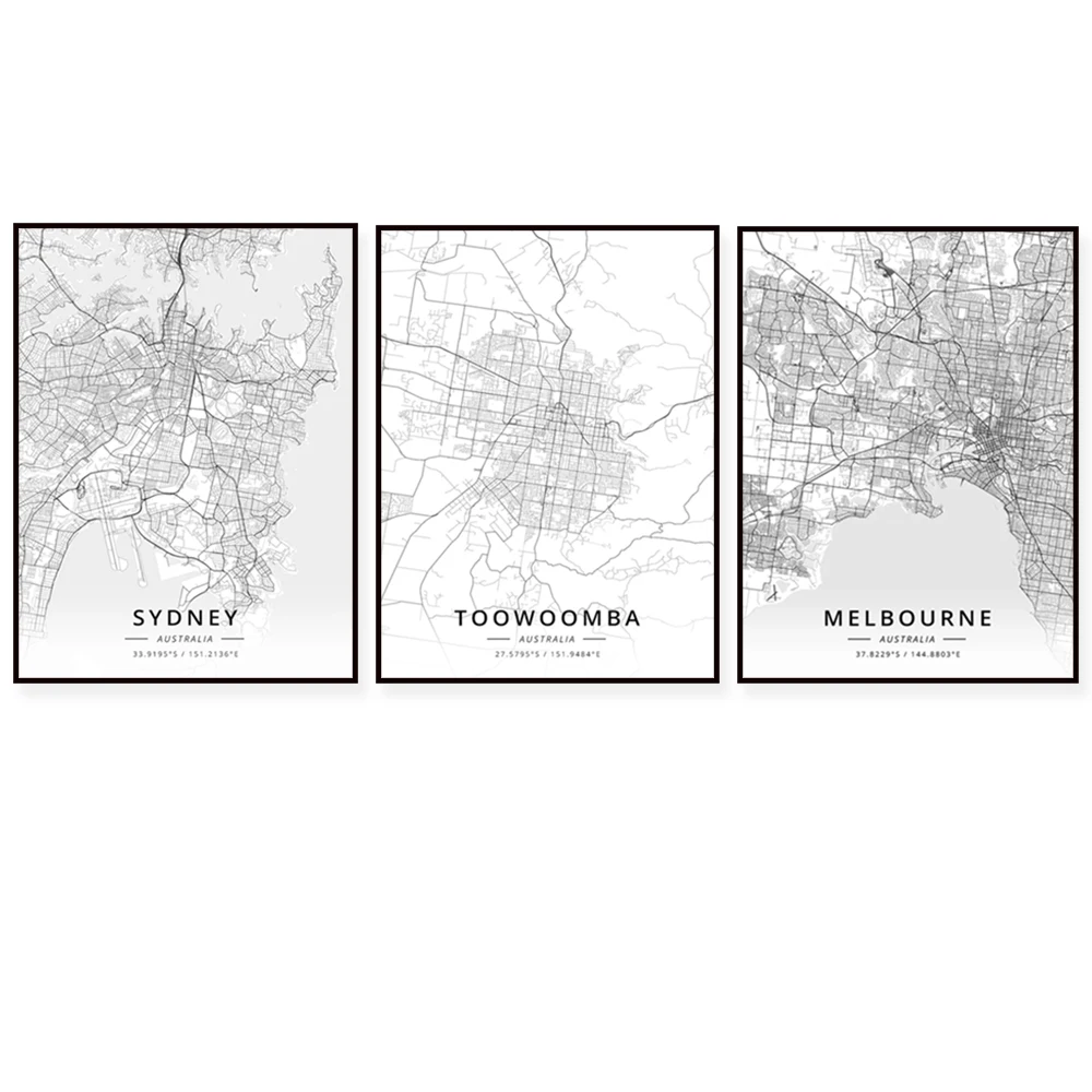 New York, Argentina, Adelaide Australia, Newcastle, Hobart, Baku, Azerbaijan, Rio de Janeiro, Brazil, Bulgaria map posters