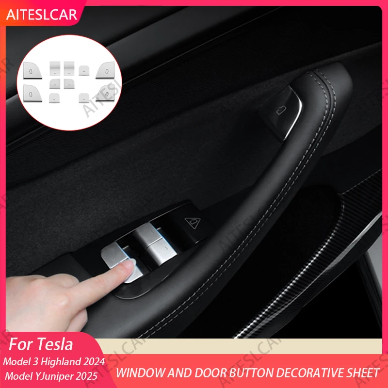 

Window Switch Sticker for Tesla Model 3 Highland Model Y Juniper Door Handle Open Lift Button Cover Trim Panel ABS Accessories 2