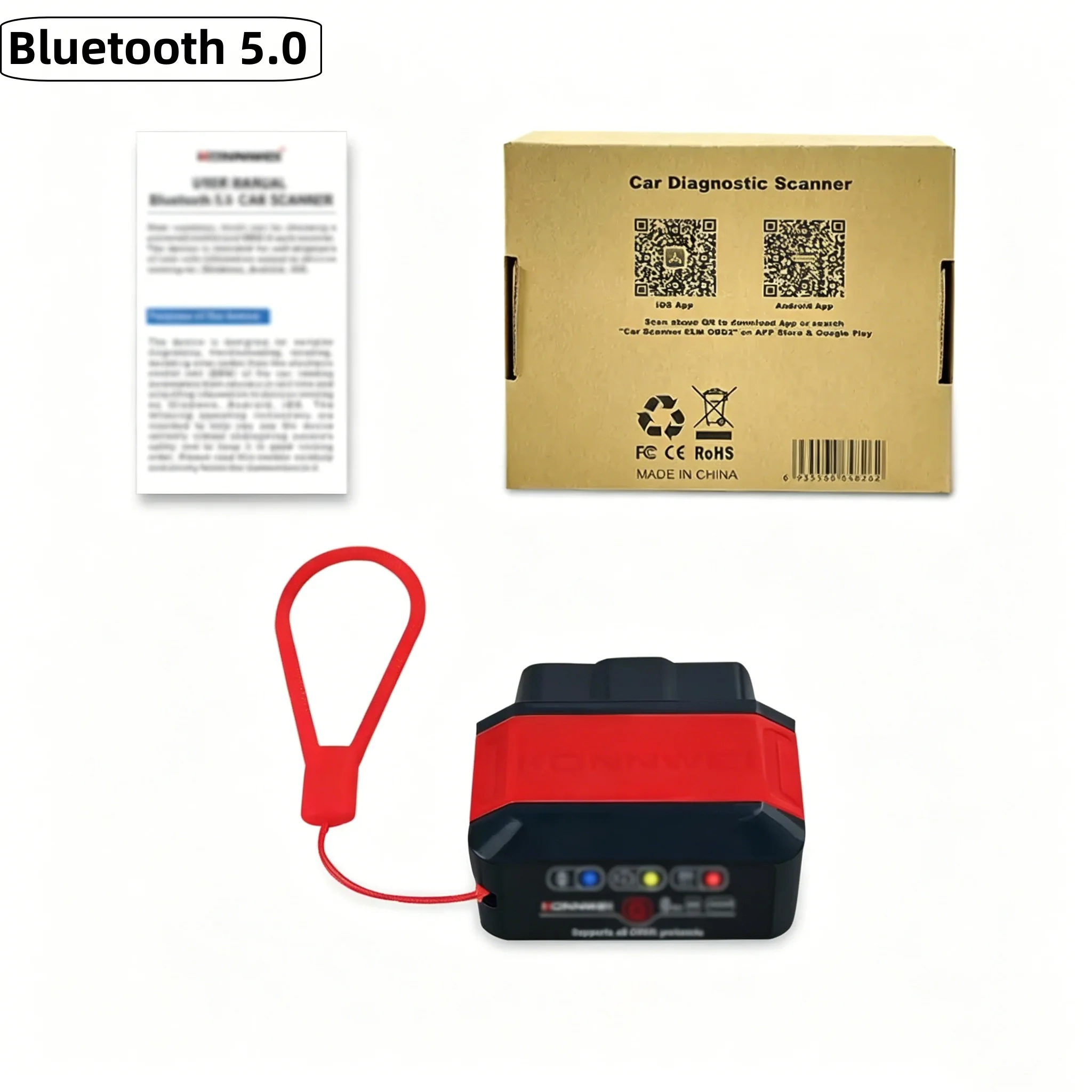 2026 KONNWEI KW906 Bluetooth 5.2 OBD2 Scanner ELM327 V1.5 Car Diagnostic Code Reader for iOS Android