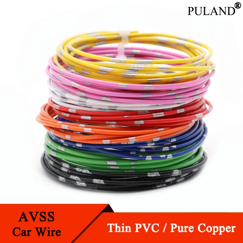 5/50/100m Automotive Wires AVSS 24 22 20 18 16 14 13AWG OFC Oxygen-free Copper Thin PVC Insulation Speaker Audio Cable Car Wire