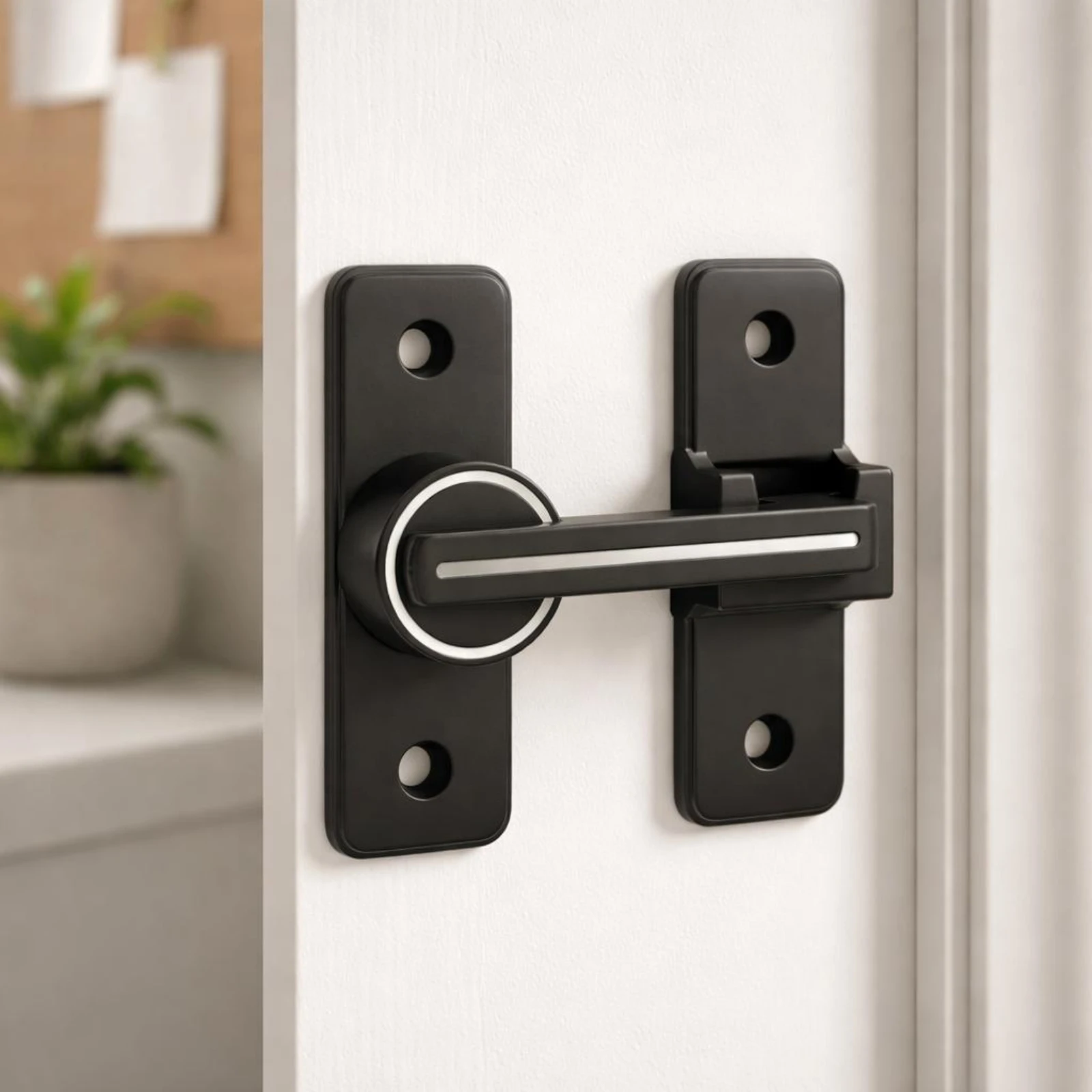 Metal Door Latch Dual Use Rotating Door Latch Home Hardware Rectangular Plates Easy Installation