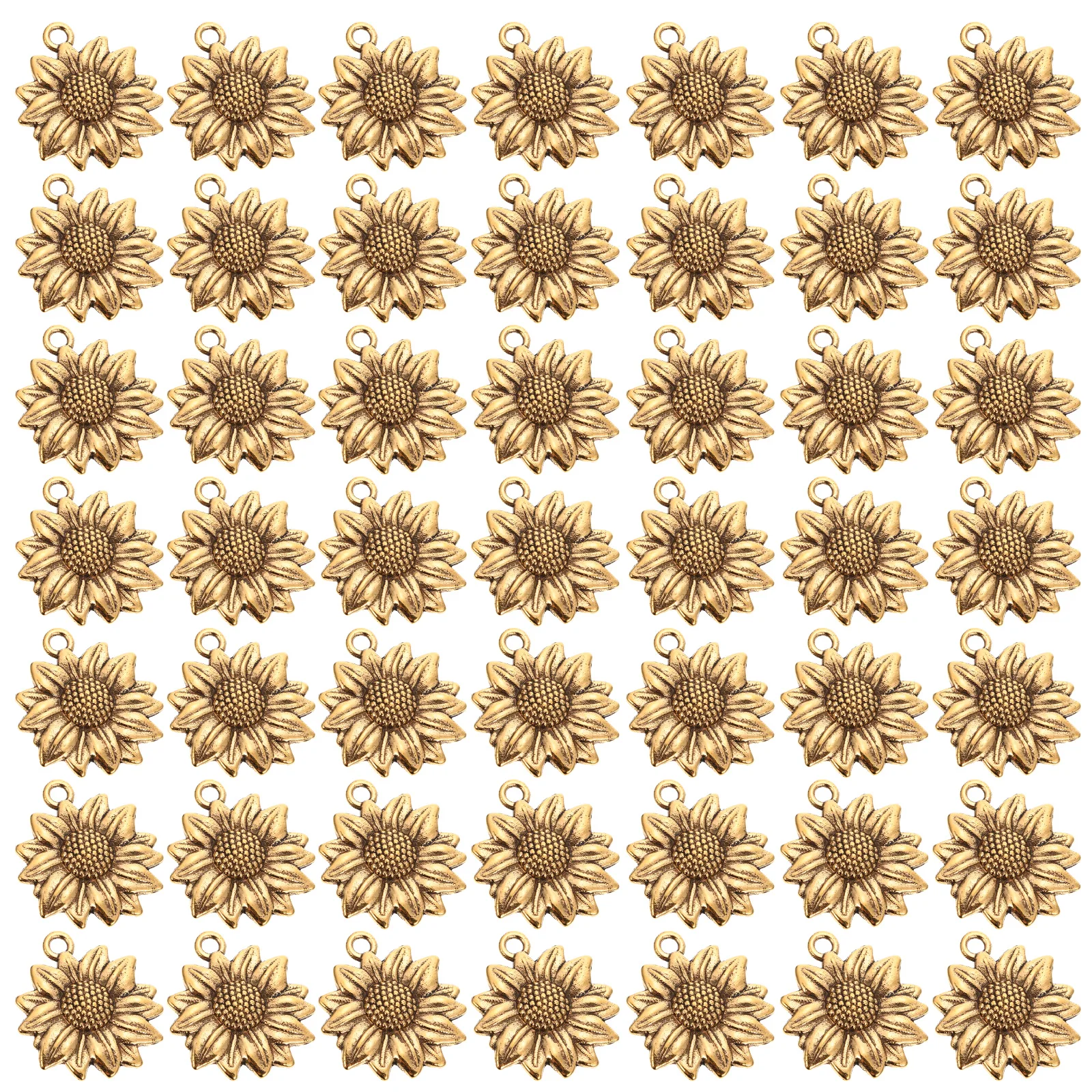 

100pcs Alloy Jewelry Components Gold Color Metal Charm Earrings Shape DIY Pendant Sunflower Charms Metal Accessories
