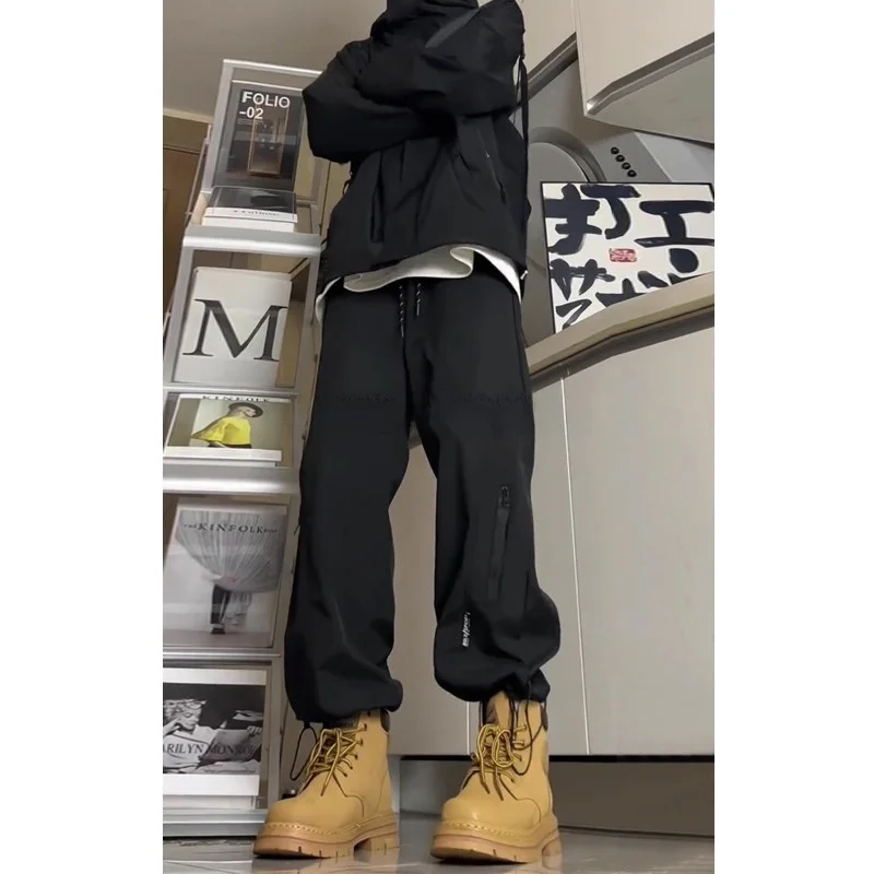 

Мужские повседневные водонепроницаемые брюки-карго в американском стиле на весну-осень-зиму с завязками, рабочая одежда, под ботинки