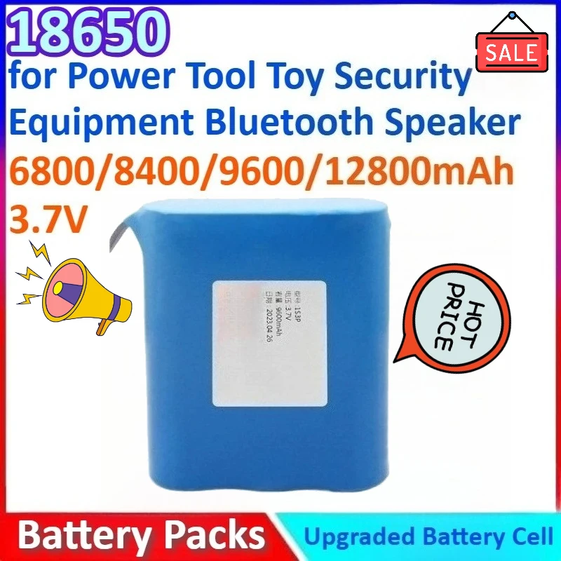 

New 3.7V 6400/6800/9600/12800mAh 18650 Lithium Battery Pack for Toy Security Equipment Bluetooth Speaker with 2/3SCT with Panels
