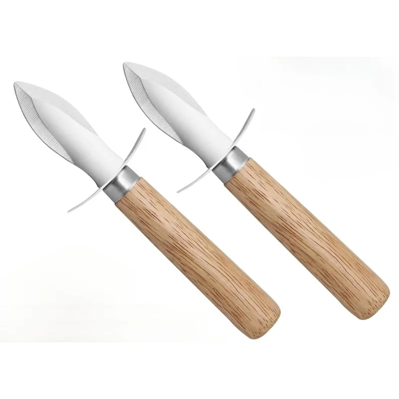 Oyster Shucking Knife,V-Shaped Notch, Wooden Non-slip Handle, Oyster Shucker, Suitable for Shucking All Kinds of Shells