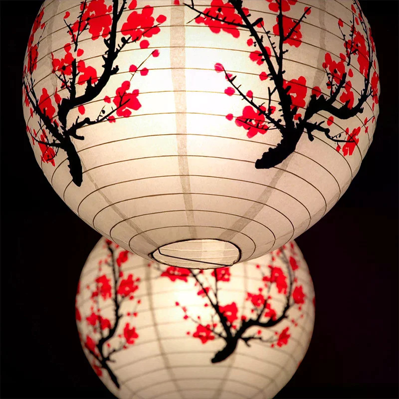 30cm Plum Blossom Round Paper Lantern Lamp Shade Chinese Oriental Style Light