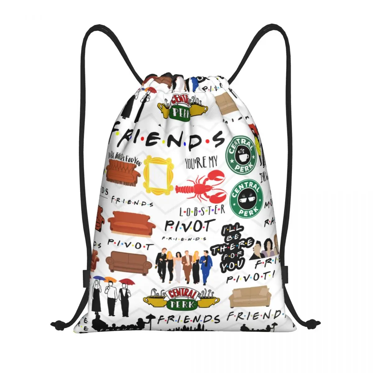 حقيبة كلاسيكية برباط على شكل أصدقاء كلاسيكية للنساء والرجال قابلة للطي لصالة الألعاب الرياضية حقيبة ظهر للتدريب على العرض التلفزيوني #1